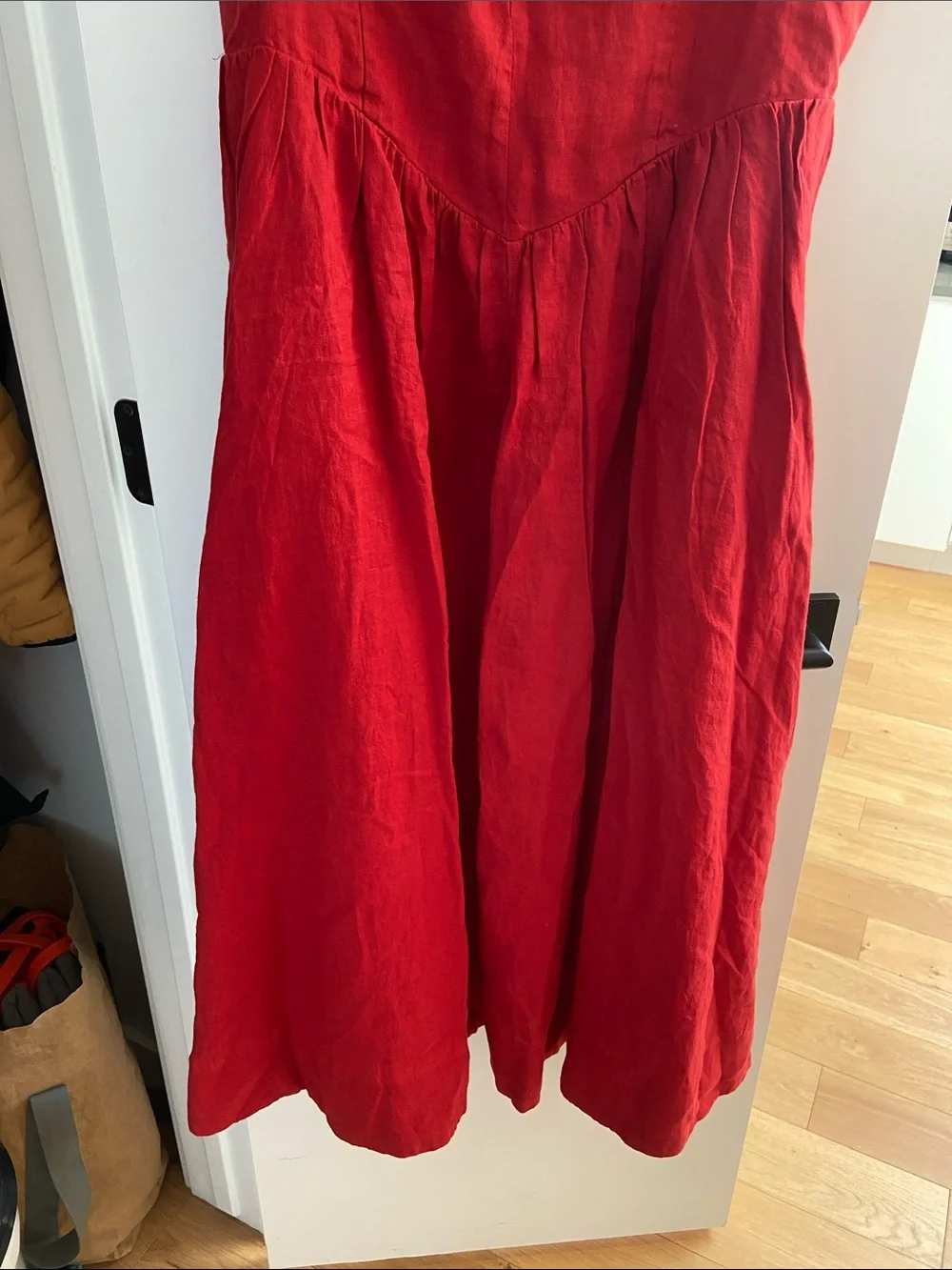 Quince Red Sleeveless Linen Midi Dress - Picture 3 of 4